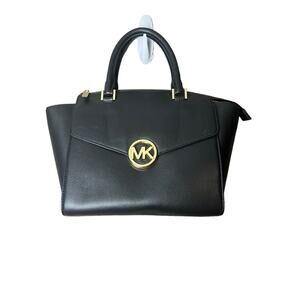 Michael Kors Hudson Black Leather Large Satchel 35H4GHUS3L Black NWT$398.00